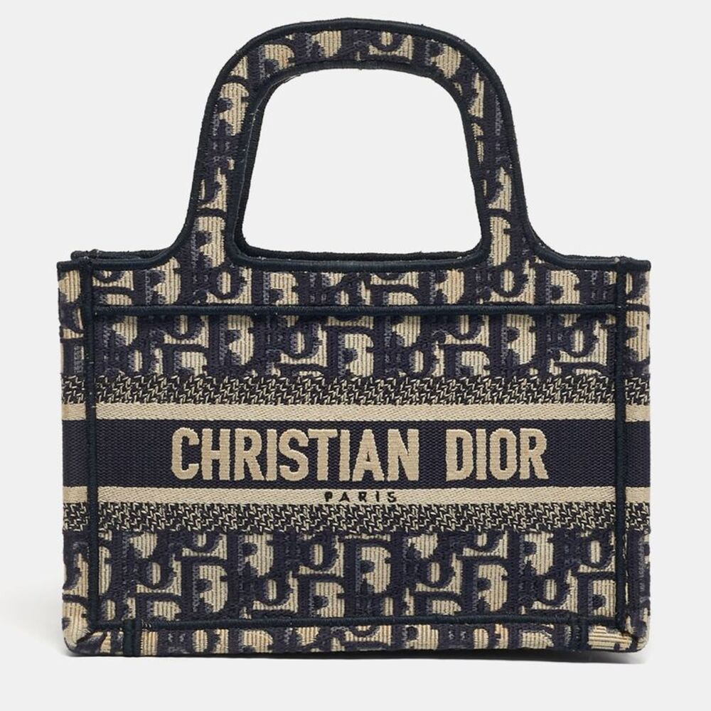 Dior Book Tote Xs Navy Blue Canvas Totes Bag